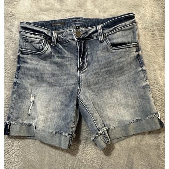 KUT from the Kloth Women’s Size 4 Boyfriend Jean Shorts Distressed Cuffed Blue - Picture 1 of 10